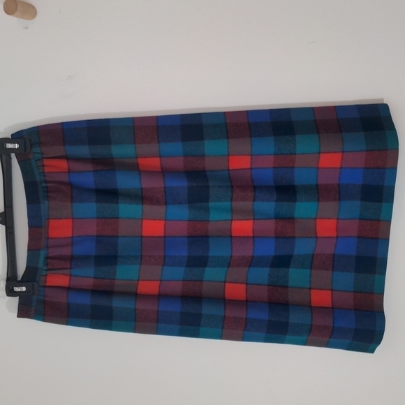 VINTAGE Pendleton Virgin Wool Checkered Plaid Midi Skirt - Picture 6 of 8